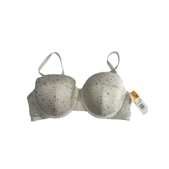 Smart and Sexy Bra SA575 Size 40C White Sequin Underwire Full Coverage - Picture 2 of 9